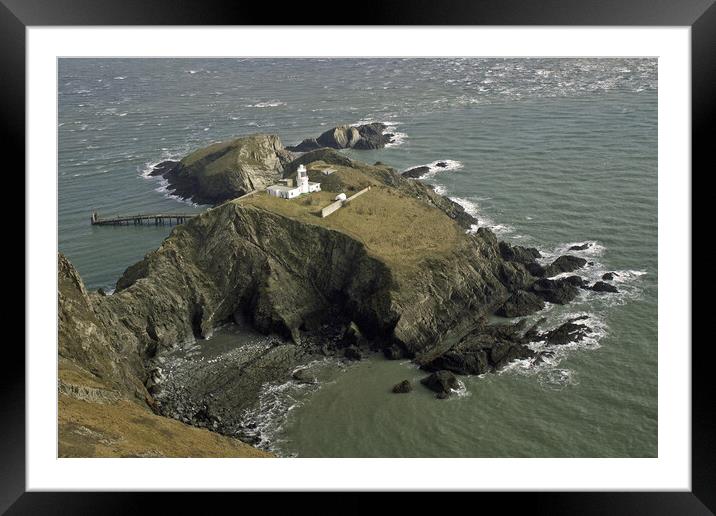 South Light and Rat Island from the air Framed Mounted Print by Michael Hopes