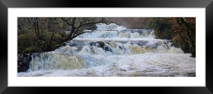 Avich Falls Panoramic Framed Mounted Print by Michael Hopes