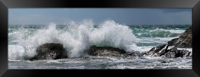 Wave Crashing Framed Print by Michael Hopes