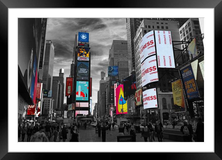 Times Square, New York Framed Mounted Print by Michael Hopes