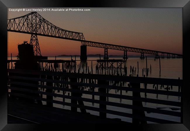 Astoria Sunset Oil Painting Style Framed Print by Levi Henley