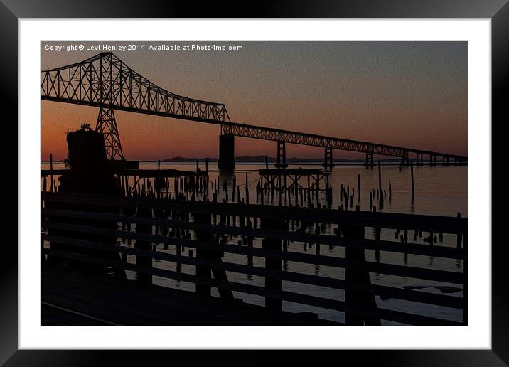 Astoria Sunset Oil Painting Style Framed Mounted Print by Levi Henley