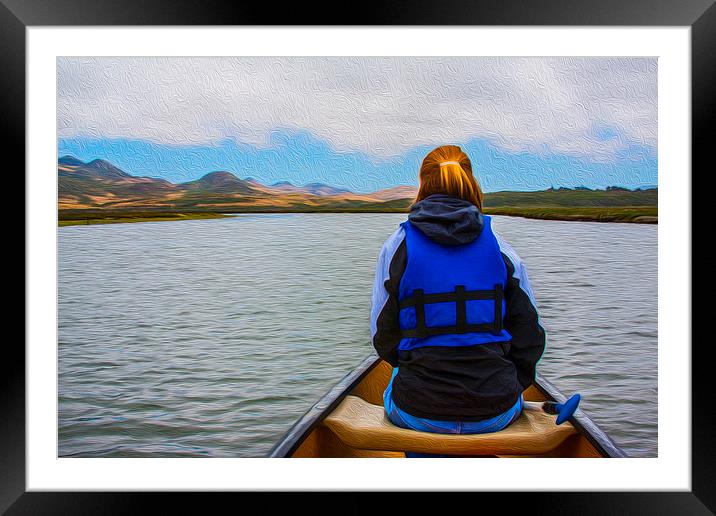Woman in a Canoe Framed Mounted Print by Levi Henley
