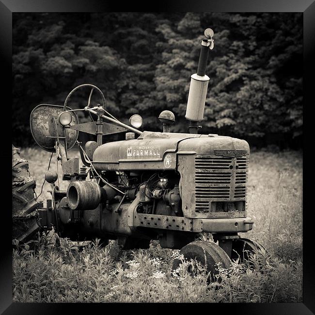 Old Tractor Black and White Square Framed Print by Edward Fielding