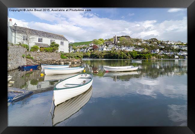  Noss Mayo viewed across the river Yealm  from New Framed Print by John Boud