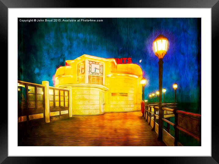  Worthing Pier By Night Framed Mounted Print by John Boud