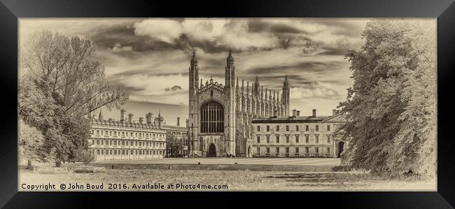  KIng's College Cambridge from the Backs toned Framed Print by John Boud