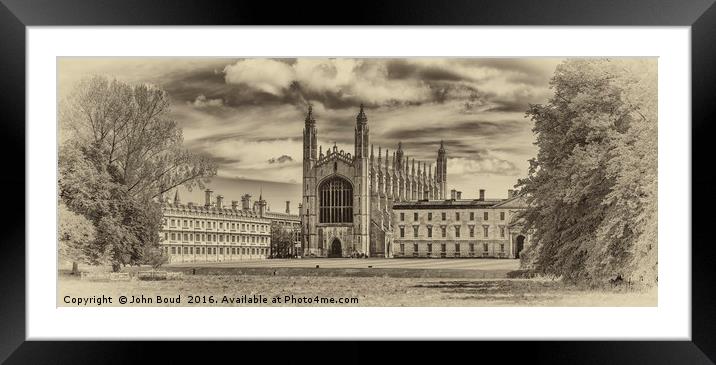  KIng's College Cambridge from the Backs toned Framed Mounted Print by John Boud