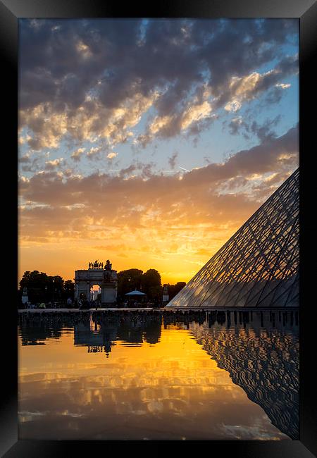 Louvre Sunset Framed Print by Brian Jannsen