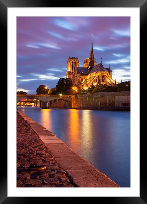 Notre Dame Twilight Framed Mounted Print by Brian Jannsen