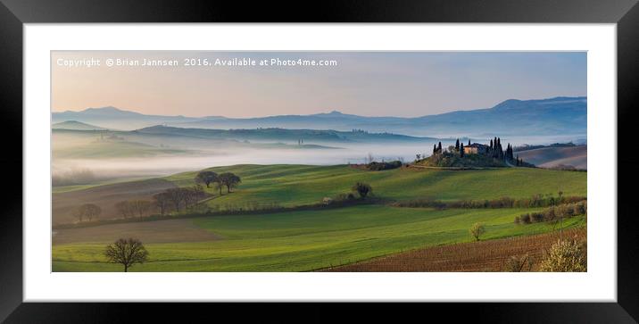 Tuscan Dawn Pano Framed Mounted Print by Brian Jannsen