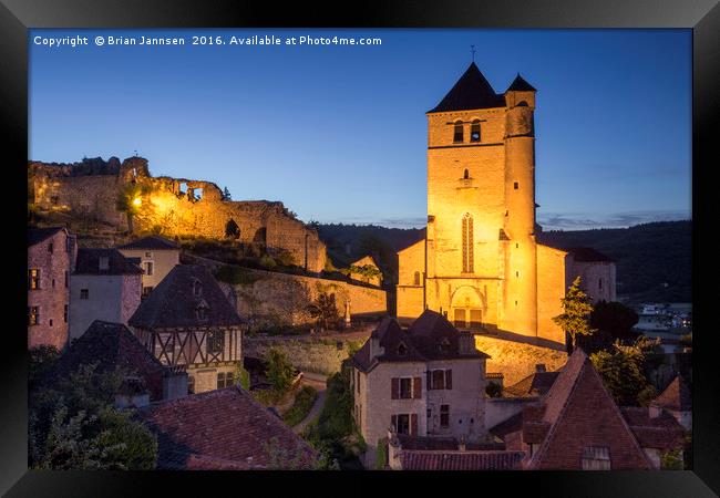 Saint-Cirq-Lapopie Twilight II Framed Print by Brian Jannsen