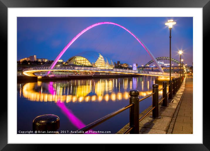 The Gateshead Millennium Bridge,, Newcastle-Upon-T Framed Mounted Print by Brian Jannsen