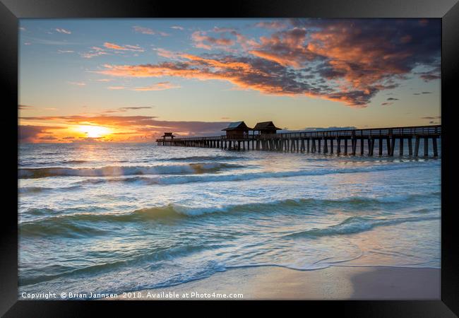 Naples Beach Sunset Framed Print by Brian Jannsen