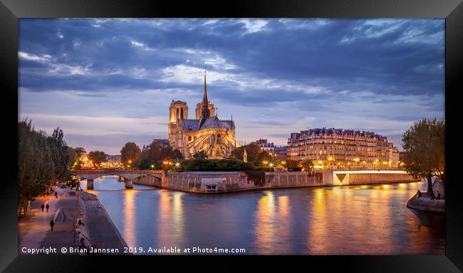 River Seine and Cathedral Notre Dame Framed Print by Brian Jannsen