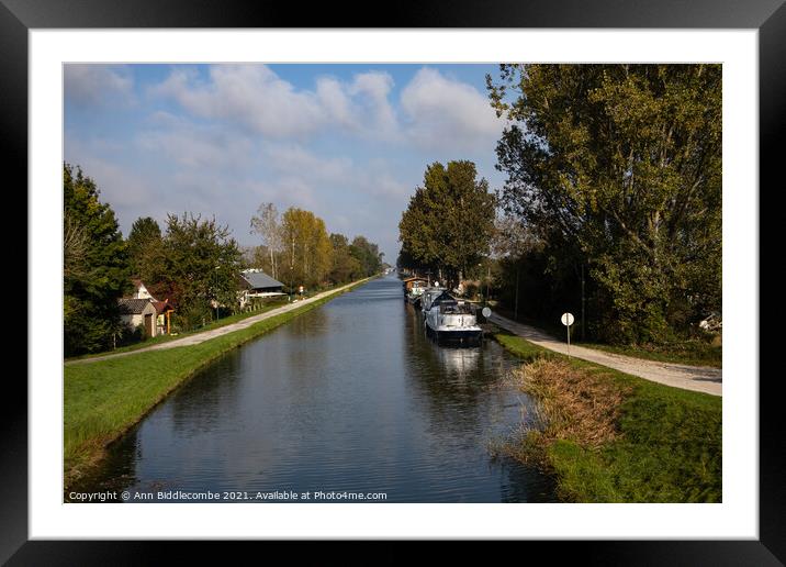The start of the Canal De Bourgogne Framed Mounted Print by Ann Biddlecombe
