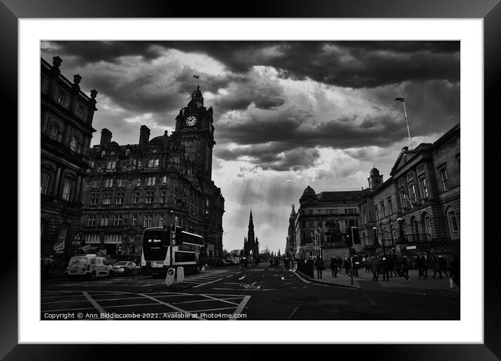 A view along princes street Framed Mounted Print by Ann Biddlecombe