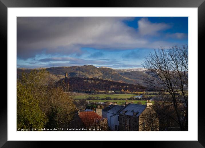 A view from Stirling Castle looking towards Wallace monument Framed Mounted Print by Ann Biddlecombe