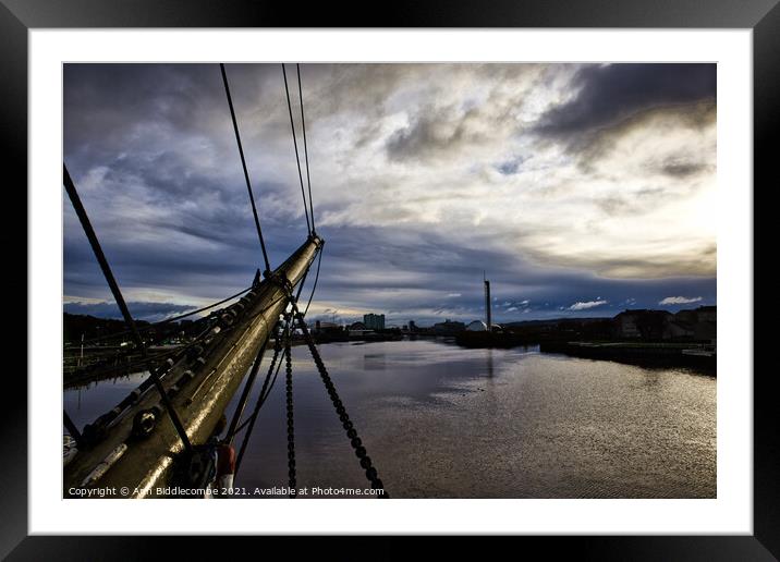 A view from the bow up the Clyde Framed Mounted Print by Ann Biddlecombe