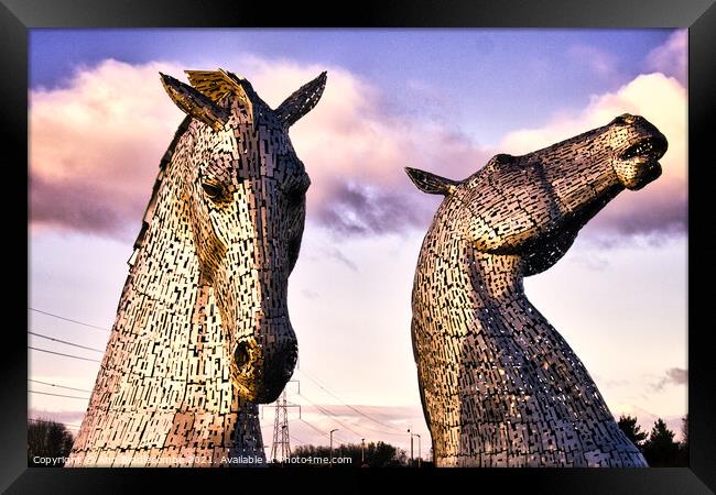 The Kelpies Framed Print by Ann Biddlecombe