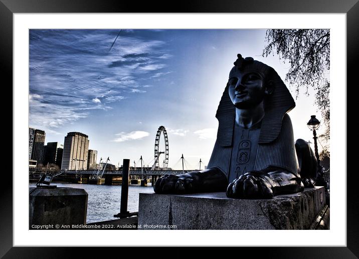 View from London's Victoria Embankment towards the London eye Framed Mounted Print by Ann Biddlecombe