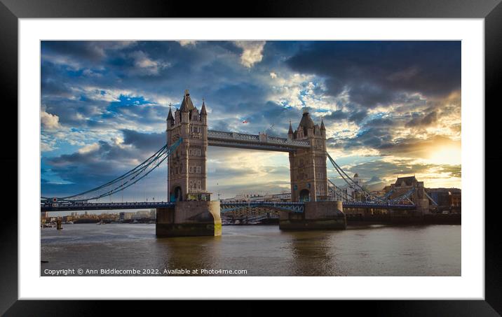 Tower bridge from outside the tower of london Framed Mounted Print by Ann Biddlecombe