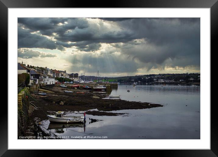 Falmouth town coast line Framed Mounted Print by Ann Biddlecombe