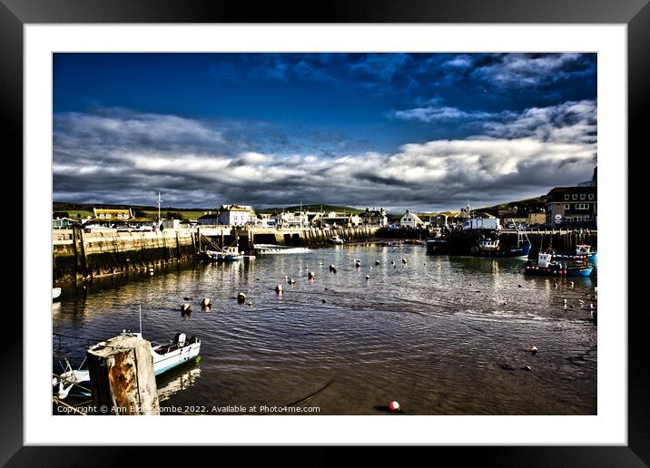 West bay dramatic harbour  Framed Mounted Print by Ann Biddlecombe