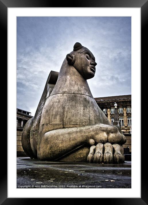 Guardian statue in Victoria Square Birmingham Framed Mounted Print by Ann Biddlecombe