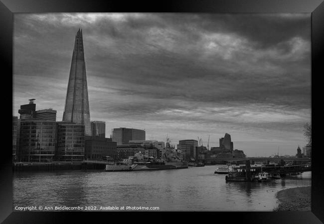 Shard across the river Framed Print by Ann Biddlecombe