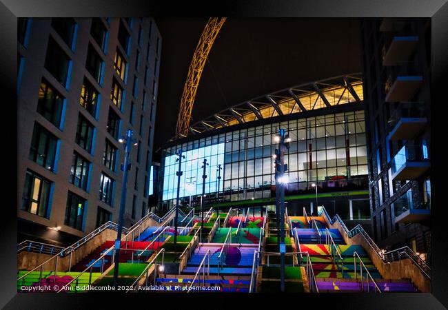 Side Steps to Wembley Stadium  Framed Print by Ann Biddlecombe