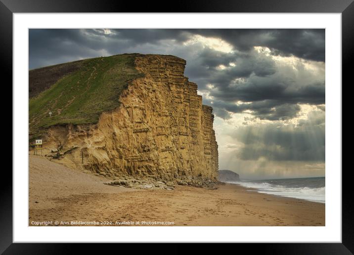 West bay cliffs Framed Mounted Print by Ann Biddlecombe
