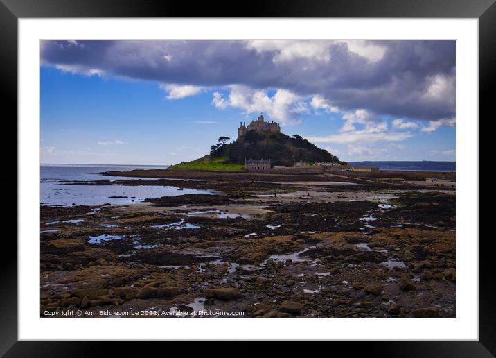 St Michaels Mount from the rocks Framed Mounted Print by Ann Biddlecombe