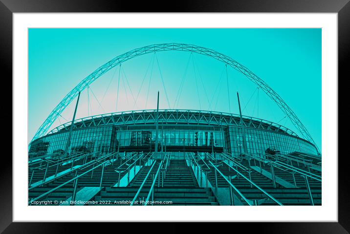 Wembley Stadium in Wembley London in blue Framed Mounted Print by Ann Biddlecombe