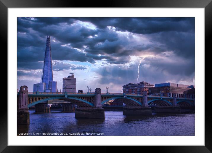 The Shard behind the Southwark Bridge Framed Mounted Print by Ann Biddlecombe