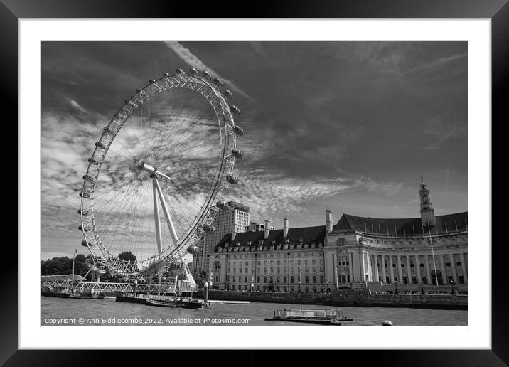 The London eye and county hall Framed Mounted Print by Ann Biddlecombe