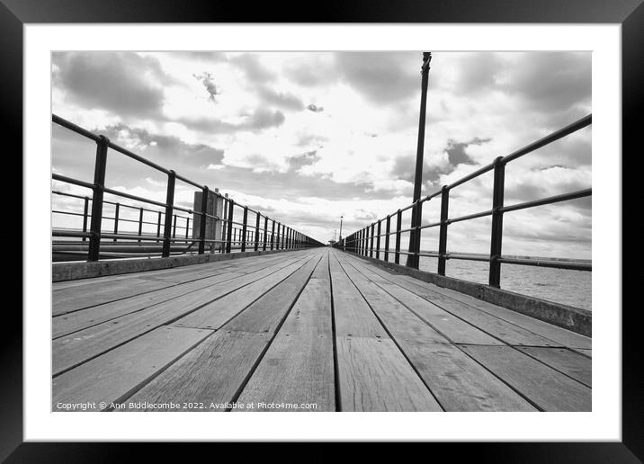Leading lines on Southend on sea pier Framed Mounted Print by Ann Biddlecombe