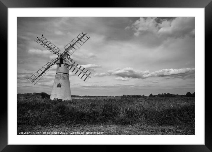 Thurne wind pump Framed Mounted Print by Ann Biddlecombe
