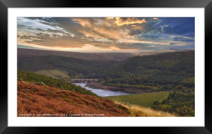 Over looking the Ladybower Reservoir Framed Mounted Print by Ann Biddlecombe