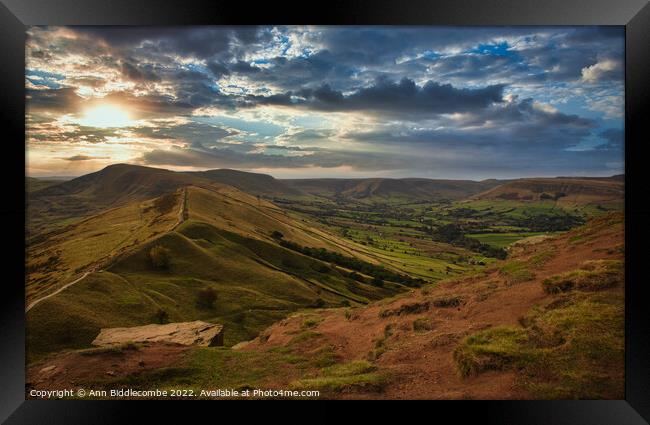 looking across Hollins cross Framed Print by Ann Biddlecombe