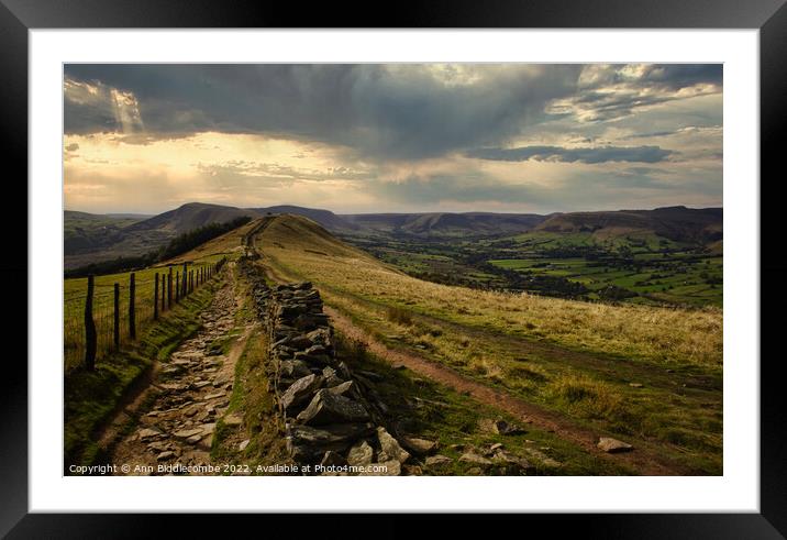 Looking back to Mam Tor Framed Mounted Print by Ann Biddlecombe