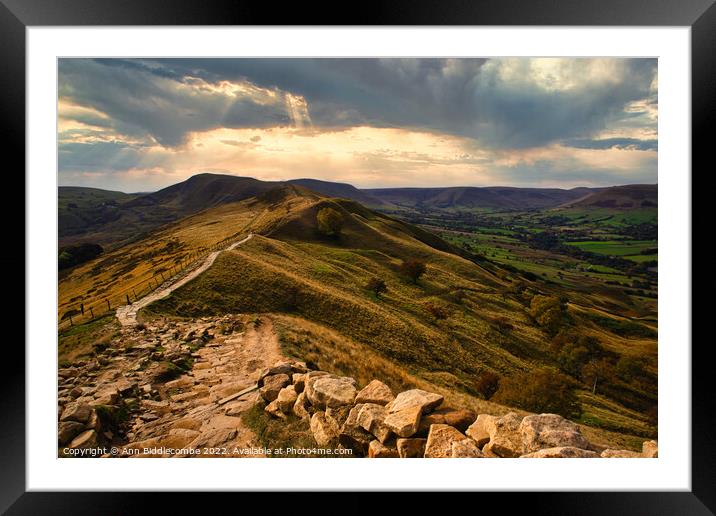Towards Mam Tor from Hollins Cross Framed Mounted Print by Ann Biddlecombe