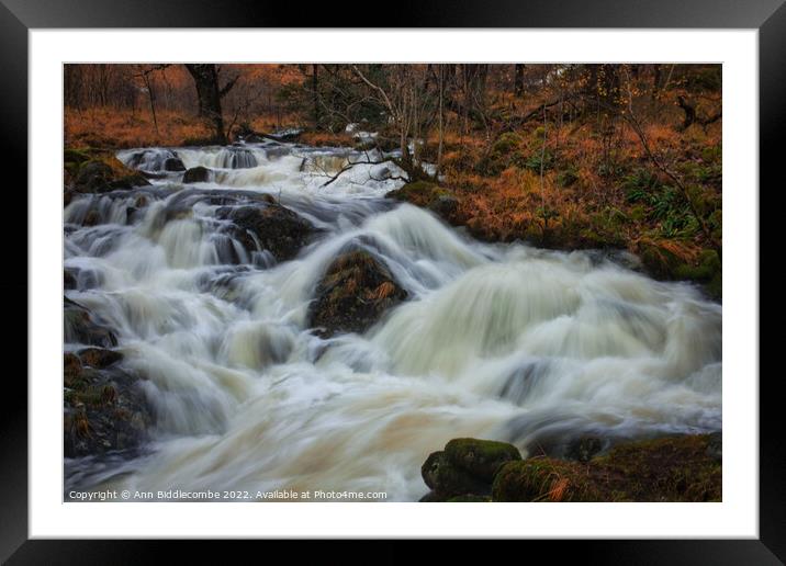 River flowing over rocks Framed Mounted Print by Ann Biddlecombe