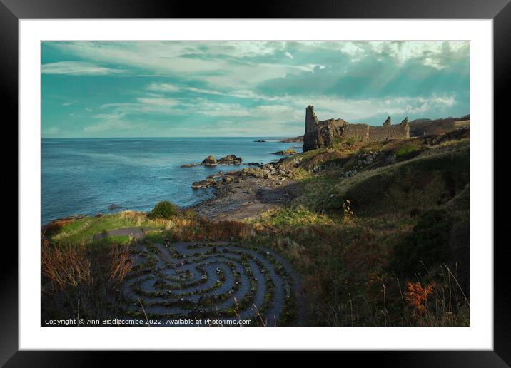 Dunure Castle on the coast of Ayrshire Framed Mounted Print by Ann Biddlecombe