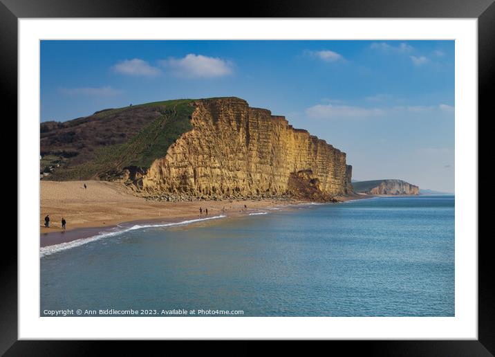 WestBay cliffs claimed by the sea Framed Mounted Print by Ann Biddlecombe