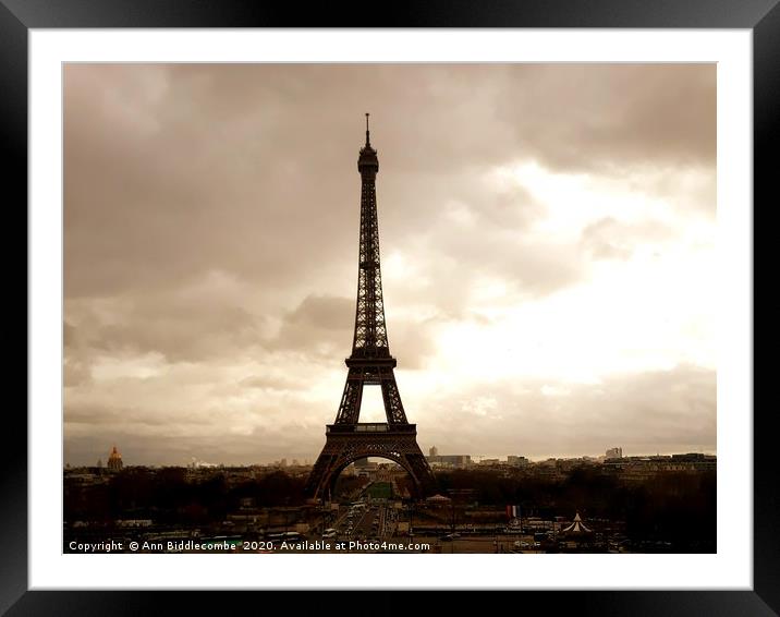 Eiffel Tower Paris France Framed Mounted Print by Ann Biddlecombe
