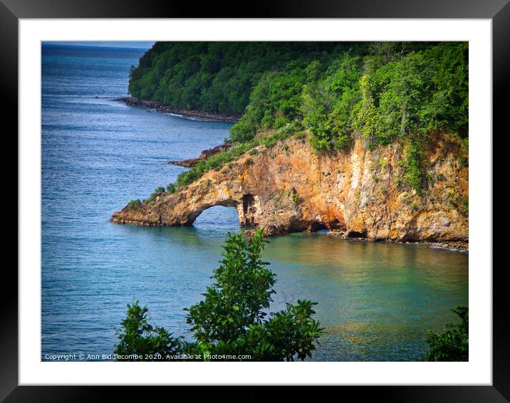 Saint Lucia Rock formation Framed Mounted Print by Ann Biddlecombe