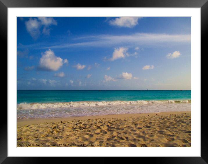 The beautiful Miami beach in Christchurch, Barbado Framed Mounted Print by Ann Biddlecombe