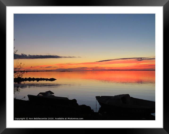 Sunset over Lagune de Thau in Sete, France Framed Mounted Print by Ann Biddlecombe