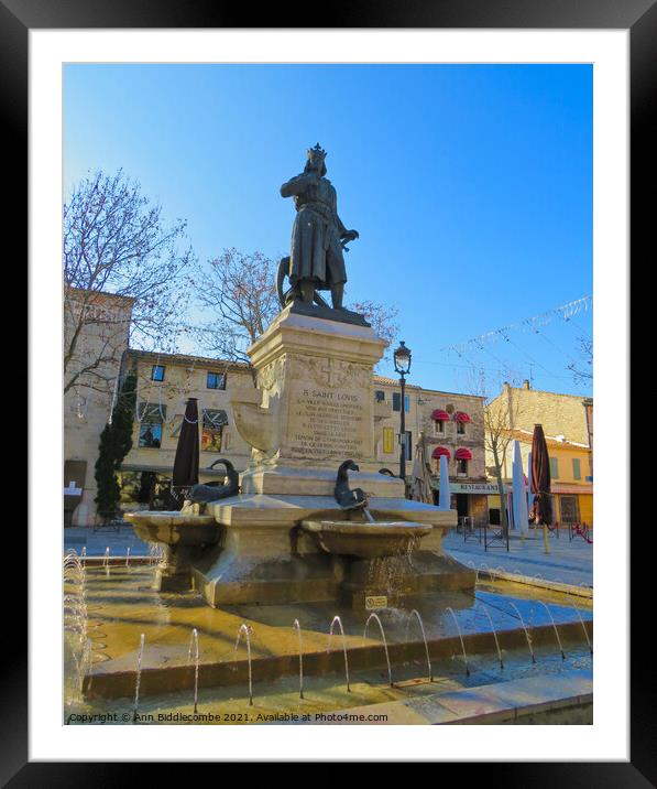 Saint Louis  statue in Aigues Mortes Framed Mounted Print by Ann Biddlecombe